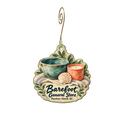 Barefoot General Store — Store identity custom wood ornament OC1952, photographic gold spiral hook