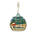 Richters Holdings — Store identity custom wood ornament OC1955, photographic gold spiral hook