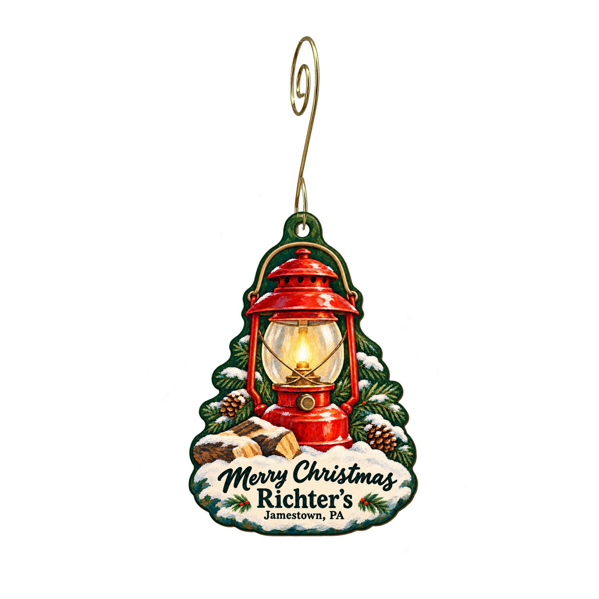 Richters Holdings — Christmas custom wood ornament OC1956, photographic gold spiral hook