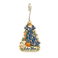 Echo Blue — Store identity custom wood ornament OC1958, photographic gold spiral hook
