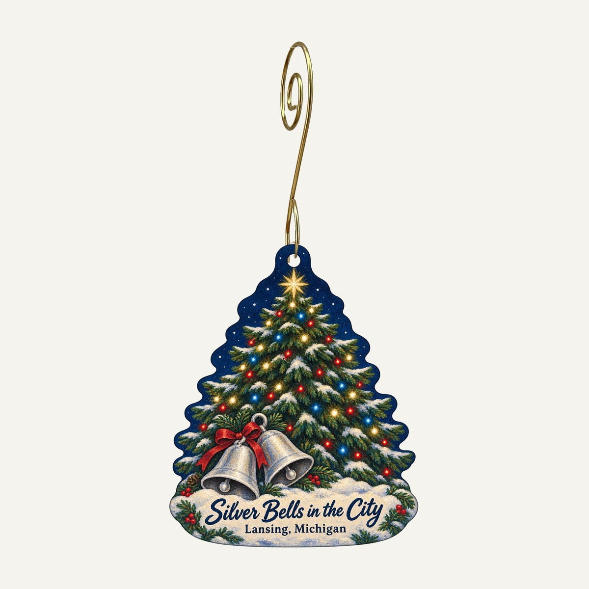 Horrocks Farm Market Christmas custom wood ornament OC195 hanging on hook
