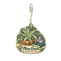Niva Green — Store identity custom wood ornament OC1967, photographic gold spiral hook