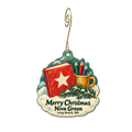 Niva Green — Christmas custom wood ornament OC1968, photographic gold spiral hook