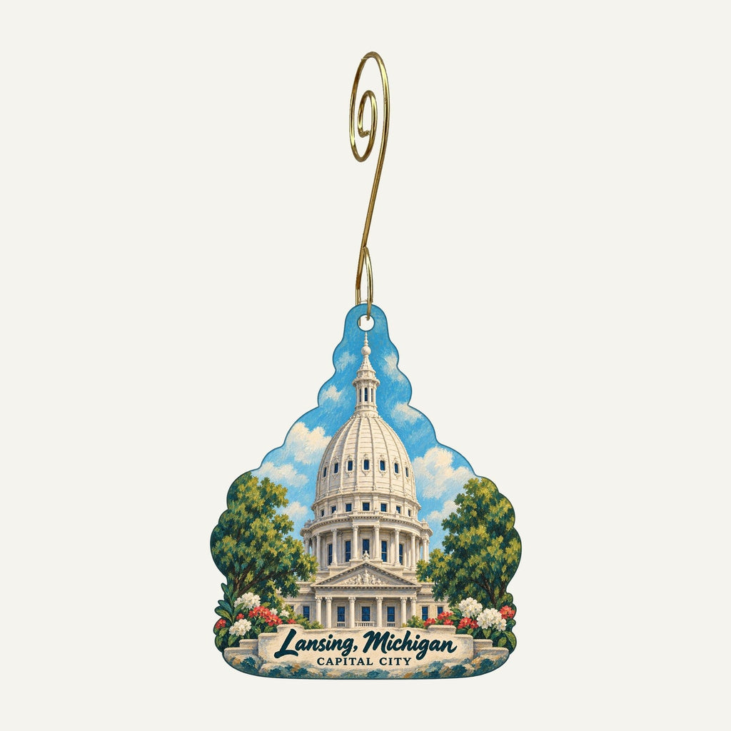 Horrocks Farm Market Town Icon custom wood ornament OC196 hanging on hook