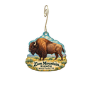 Zion Mountain Ranch — Store identity custom wood ornament OC1976, photographic gold spiral hook