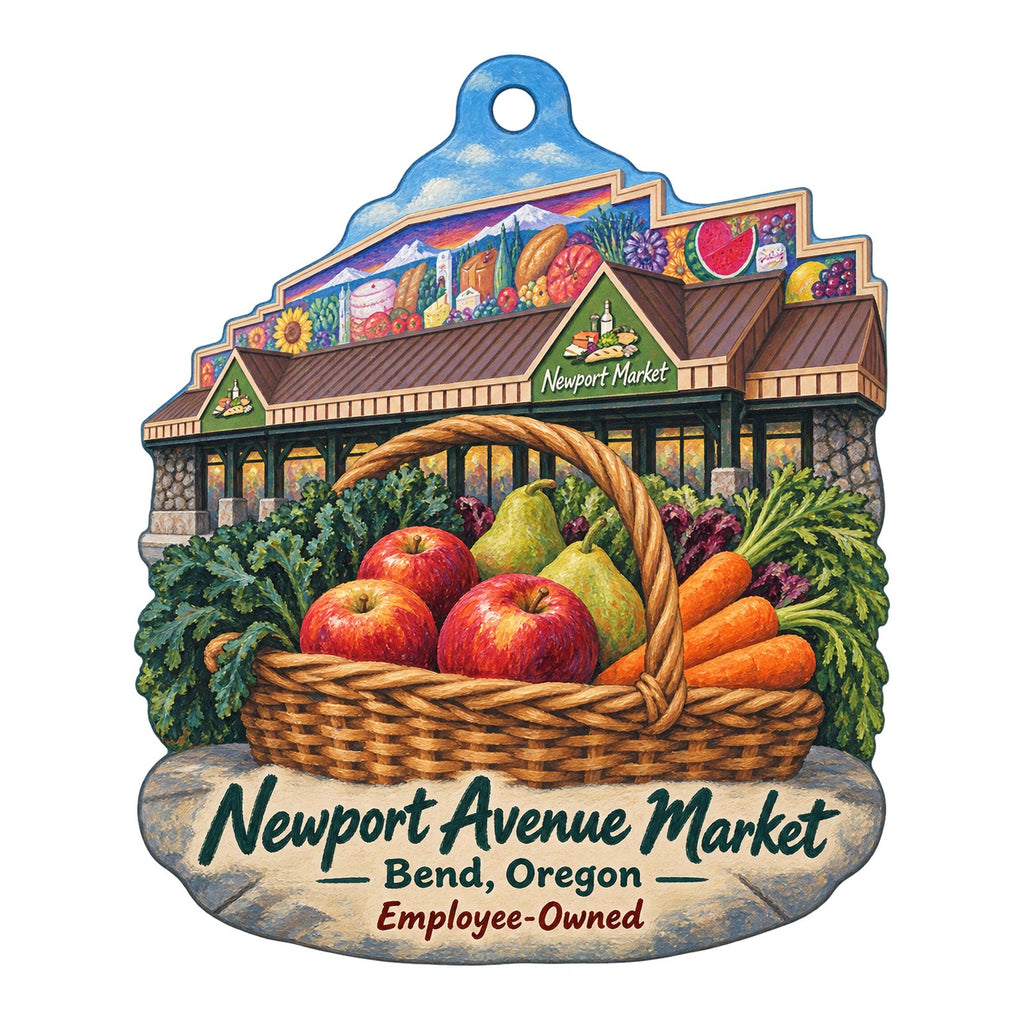 Newport Avenue Market Logo custom wood ornament OC197 on white