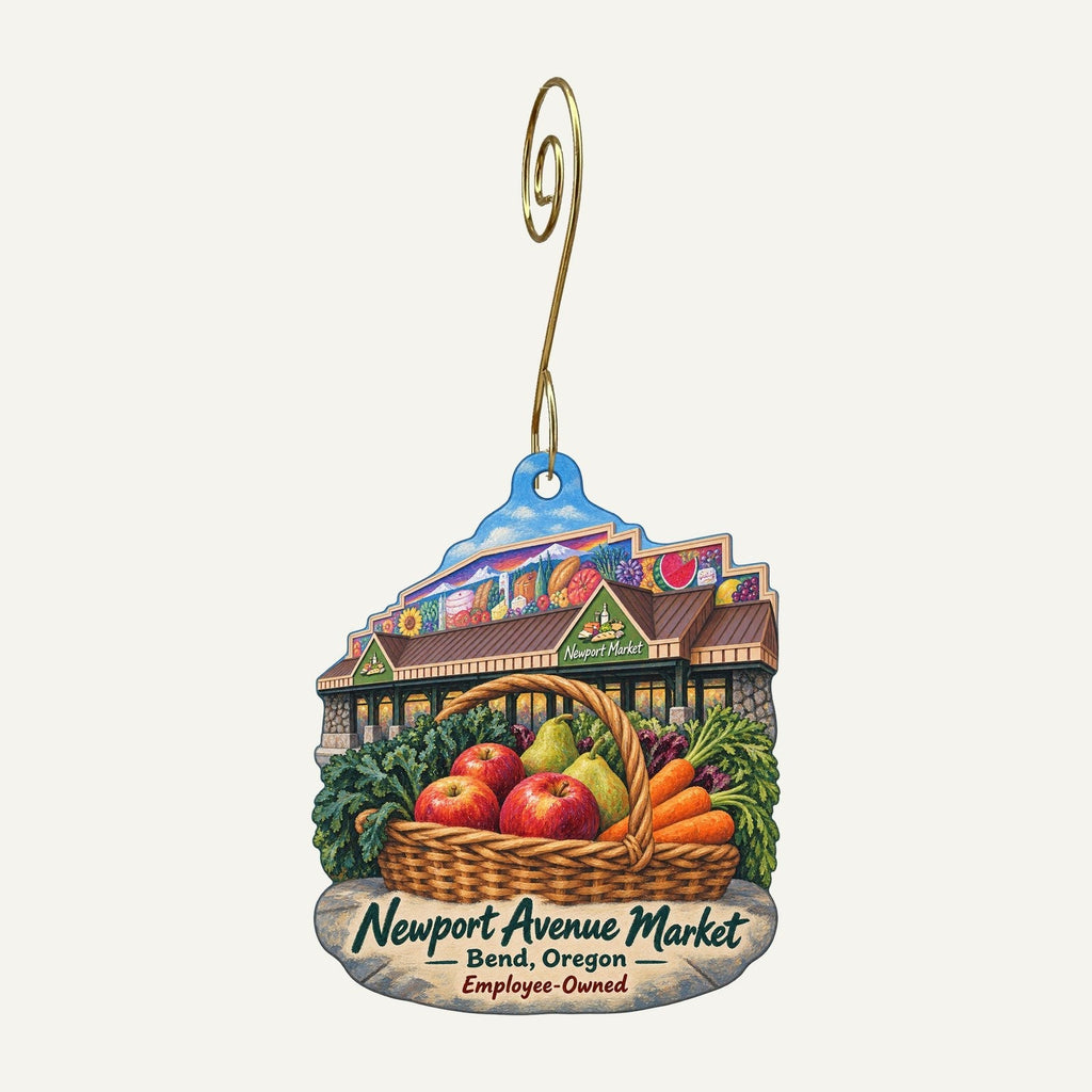 Newport Avenue Market Logo custom wood ornament OC197 hanging on hook