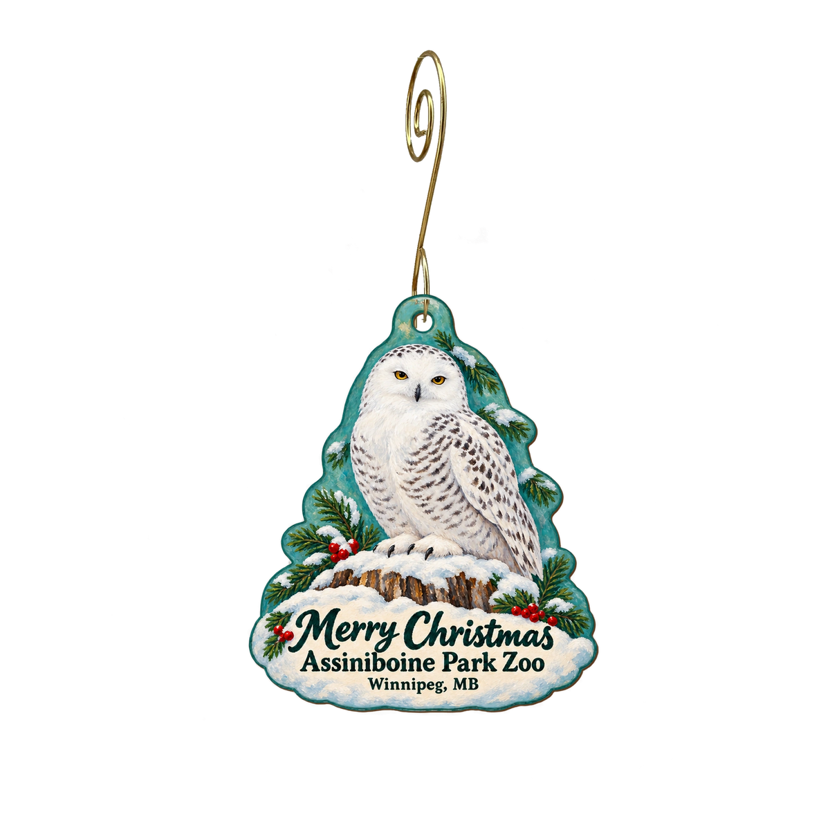 Assiniboine Park Zoo — Christmas custom wood ornament OC1986, photographic gold spiral hook