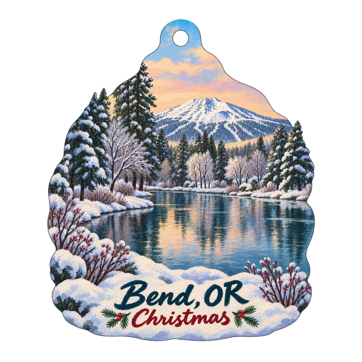 Newport Avenue Market Christmas custom wood ornament OC198 on white