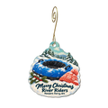 River Riders — Christmas custom wood ornament OC1992, photographic gold spiral hook