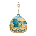 Seacrest Resort — Store identity custom wood ornament OC1994, photographic gold spiral hook