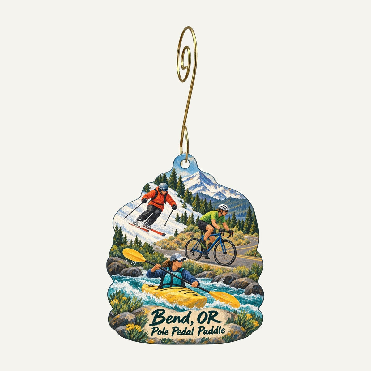 Newport Avenue Market Town Icon custom wood ornament OC199 hanging on hook