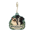 Reigning Cats and Dogs — Store identity custom wood ornament OC2015, photographic gold spiral hook