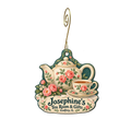 Josephine's LTD — Store identity custom wood ornament OC2018, photographic gold spiral hook