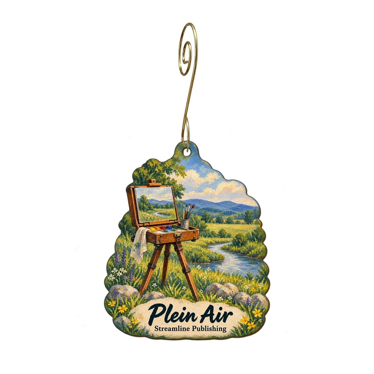 Streamline Publishing — Local inspiration custom wood ornament OC2032, photographic gold spiral hook