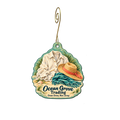 Ocean Grove Trading — Store identity custom wood ornament OC2045, photographic gold spiral hook