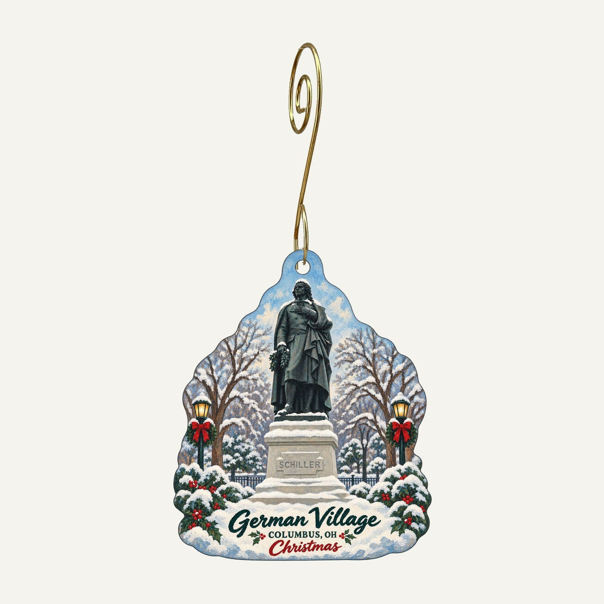 Helen Winnemore's Christmas custom wood ornament OC204 hanging on hook
