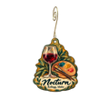 Nocturn — Store identity custom wood ornament OC2051, photographic gold spiral hook