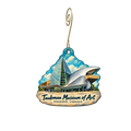 Taubman Museum of Art — Store identity custom wood ornament OC2072, photographic gold spiral hook