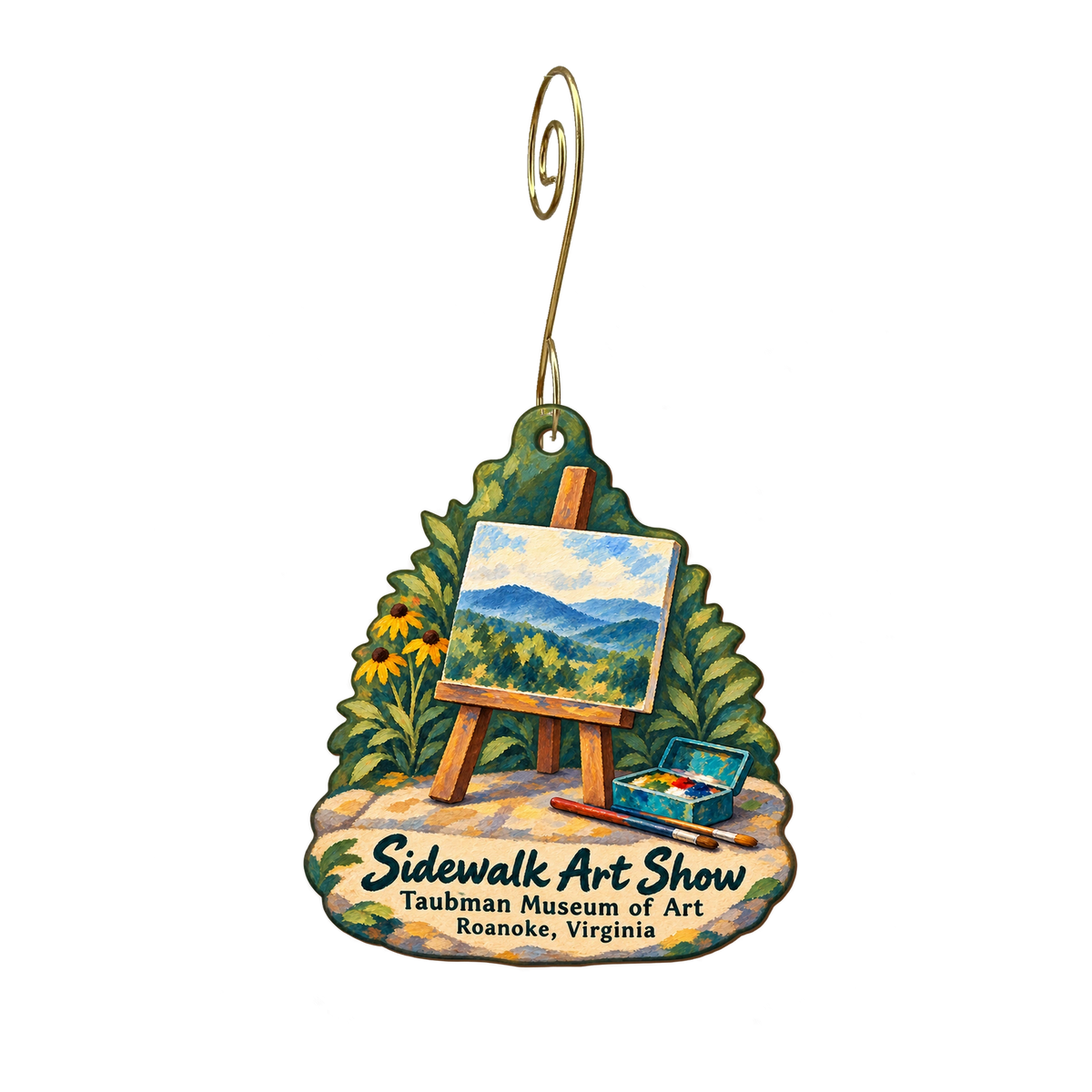Taubman Museum of Art — Local inspiration custom wood ornament OC2074, photographic gold spiral hook
