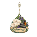 The Woodhouse Day Spa - North Bethesda — Store identity custom wood ornament OC2084, photographic gold spiral hook