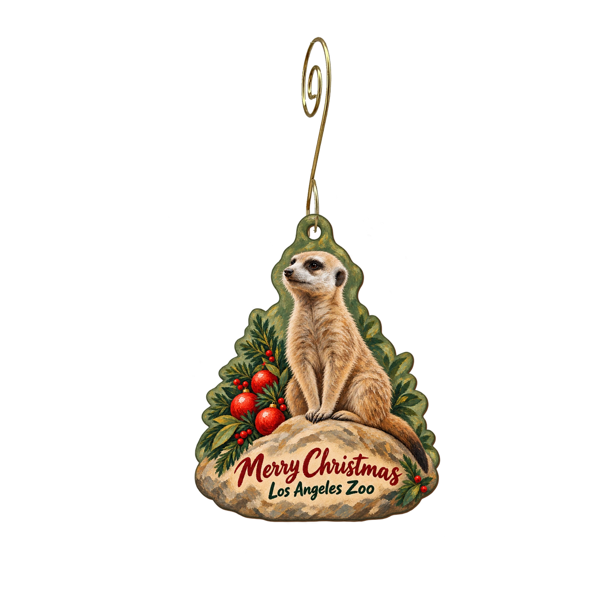 The Los Angeles Zoo/Ssa — Christmas custom wood ornament OC2097, photographic gold spiral hook