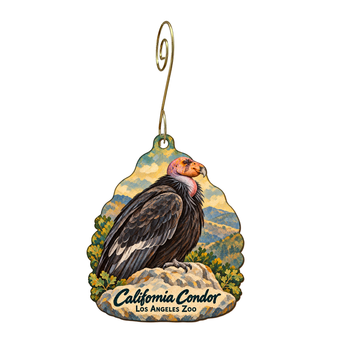 The Los Angeles Zoo/Ssa — Local inspiration custom wood ornament OC2098, photographic gold spiral hook