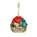 Virtue — Christmas custom wood ornament OC2118, photographic gold spiral hook