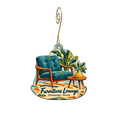 Furniture Lounge — Store identity custom wood ornament OC2126, photographic gold spiral hook