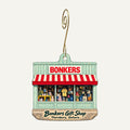 Bonkers Gift Shop Logo custom wood ornament OC212 hanging on hook