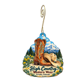 High Country Western Wear — Store identity custom wood ornament OC2132, photographic gold spiral hook