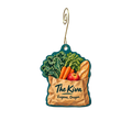 Kiva Grocery Store — Store identity custom wood ornament OC2135, photographic gold spiral hook