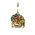 Paisley Farm and Greenhouses — Store identity custom wood ornament OC2138, photographic gold spiral hook