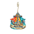 Alamo Flags — Local inspiration custom wood ornament OC2143, photographic gold spiral hook