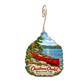 Christmas Chalet — Local inspiration custom wood ornament OC2158, photographic gold spiral hook