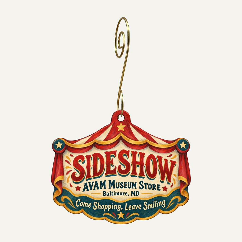 Sideshow - Museum Store at the American Visionary Art Museum Logo custom wood ornament OC215 hanging on hook