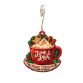 Junk & Java — Christmas custom wood ornament OC2160, photographic gold spiral hook