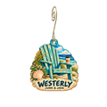 Junk & Java — Local inspiration custom wood ornament OC2161, photographic gold spiral hook