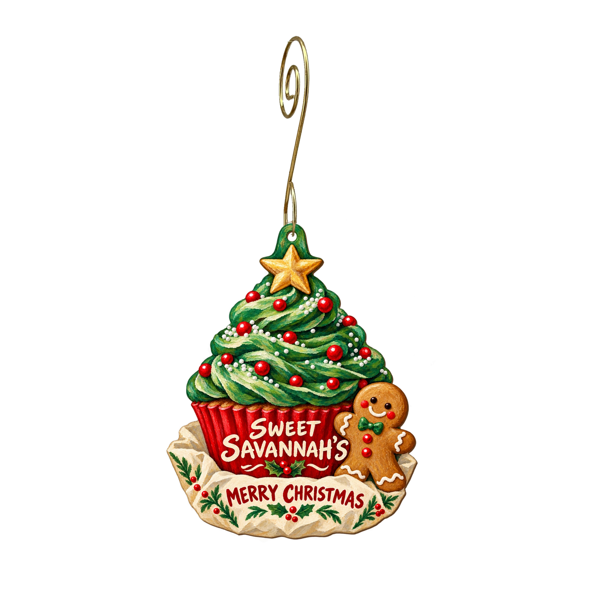 Sweet Savannah’s of the Fl keys — Christmas custom wood ornament OC2169, photographic gold spiral hook