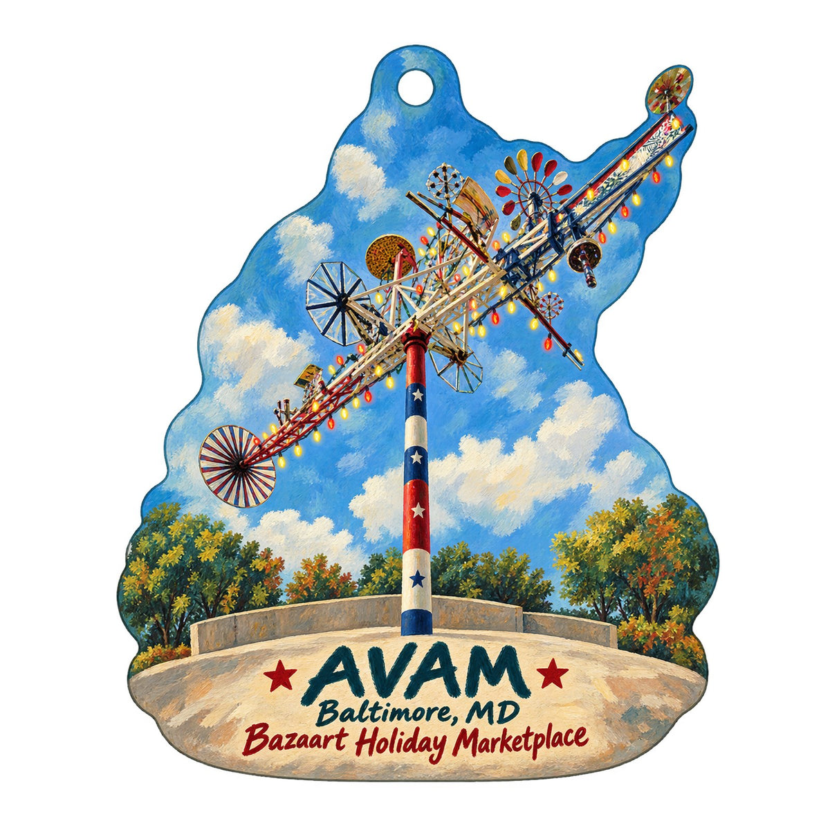 Sideshow - Museum Store at the American Visionary Art Museum Christmas custom wood ornament OC216 on white