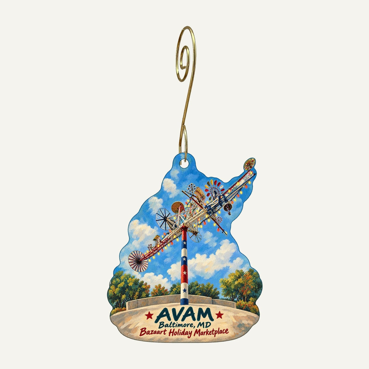Sideshow - Museum Store at the American Visionary Art Museum Christmas custom wood ornament OC216 hanging on hook