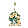 Daisy Jane's — Store identity custom wood ornament OC2171, photographic gold spiral hook