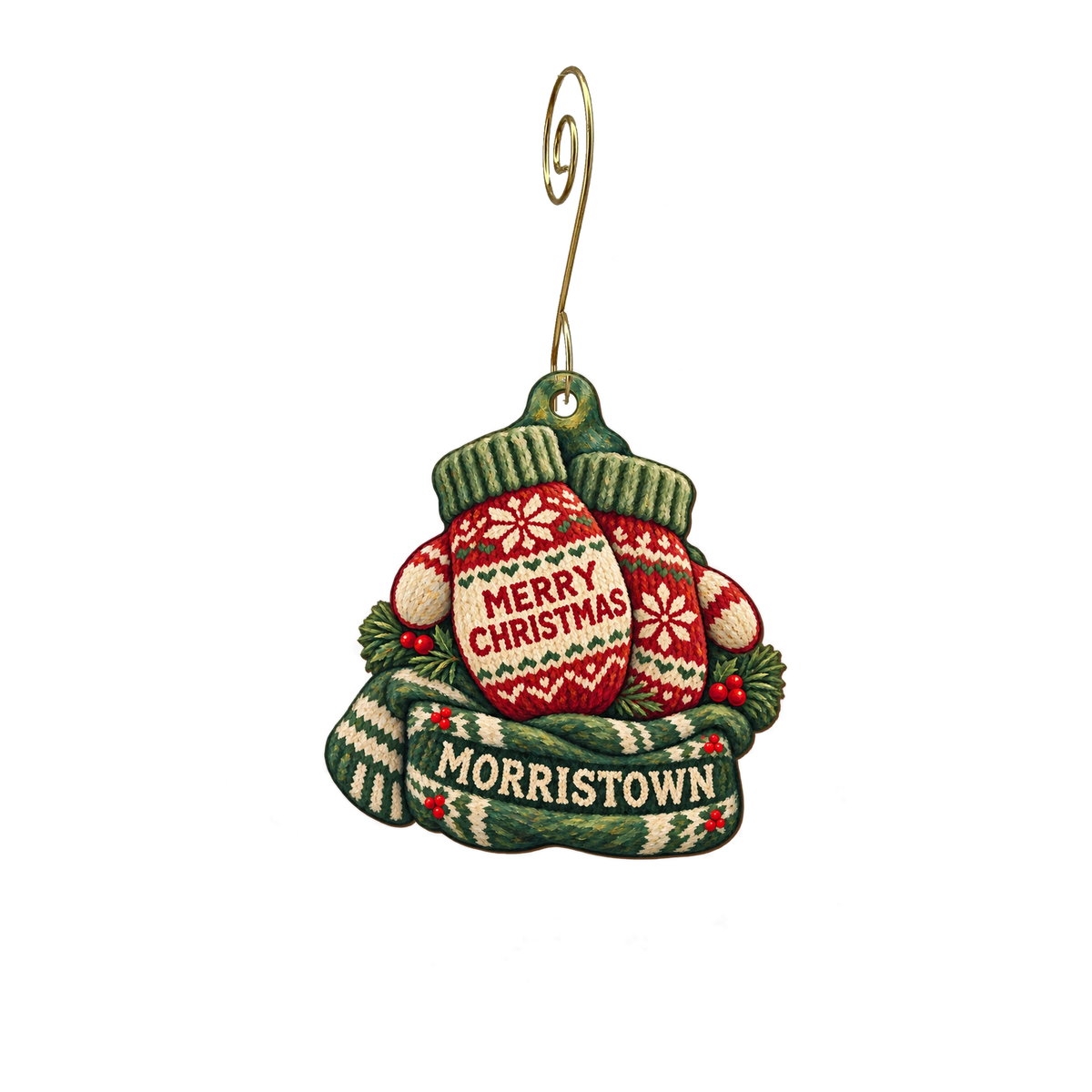 The Girls & Me Boutique — Christmas custom wood ornament OC2178, photographic gold spiral hook