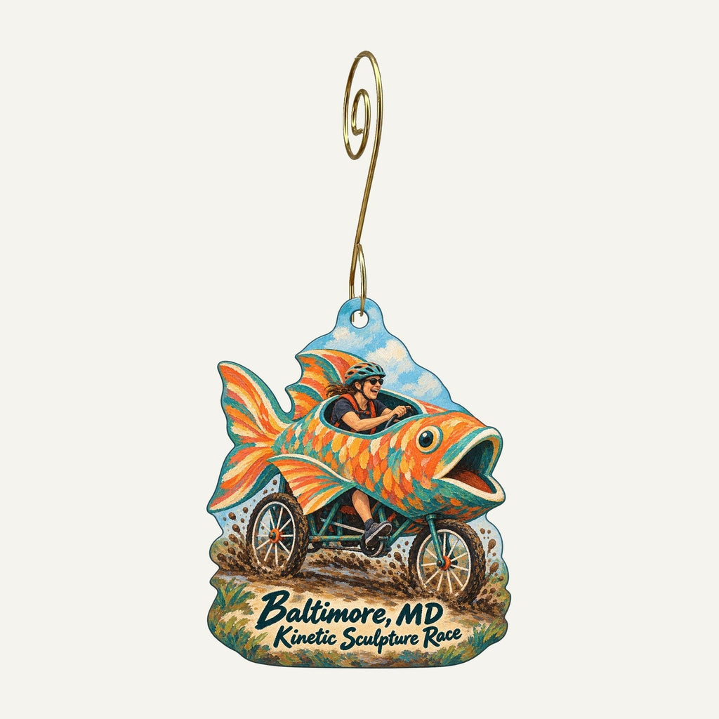 Sideshow - Museum Store at the American Visionary Art Museum Town Icon custom wood ornament OC217 hanging on hook