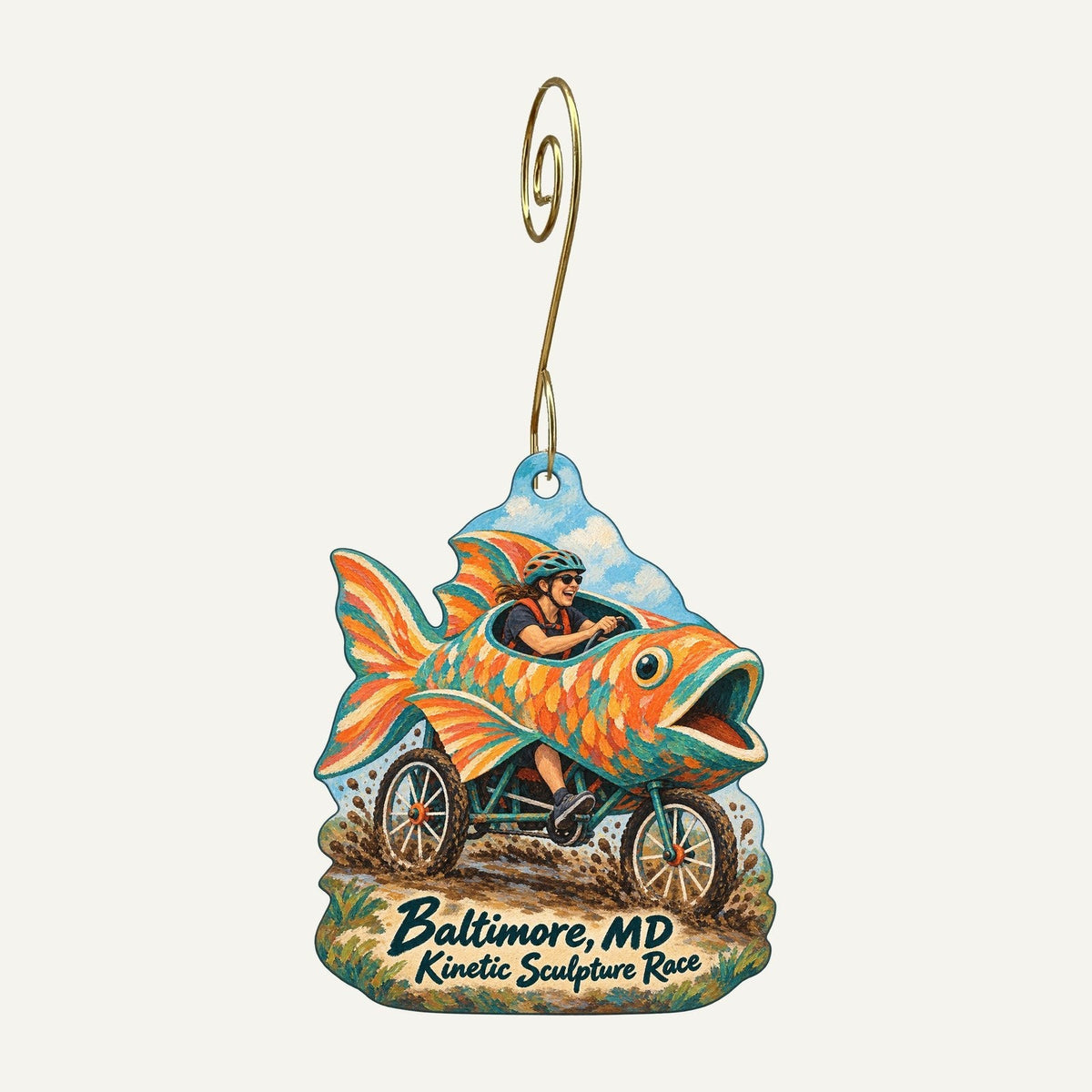 Sideshow - Museum Store at the American Visionary Art Museum Town Icon custom wood ornament OC217 hanging on hook