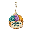 Heathered Yarn Co — Store identity custom wood ornament OC2180, photographic gold spiral hook