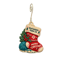 Heathered Yarn Co — Christmas custom wood ornament OC2181, photographic gold spiral hook