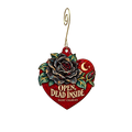 Open, Dead Inside — Store identity custom wood ornament OC2183, photographic gold spiral hook