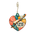 A Heart for Art — Store identity custom wood ornament OC2186, photographic gold spiral hook
