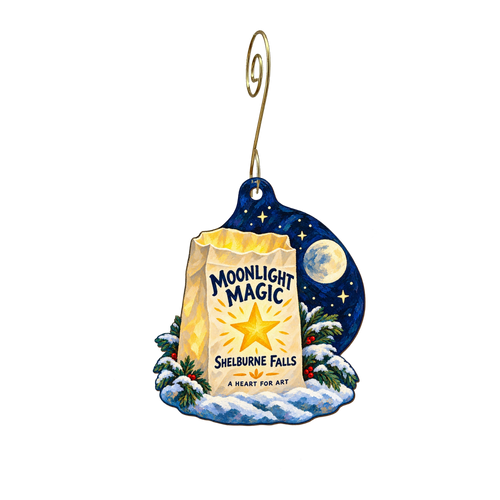 A Heart for Art — Local inspiration custom wood ornament OC2188, photographic gold spiral hook
